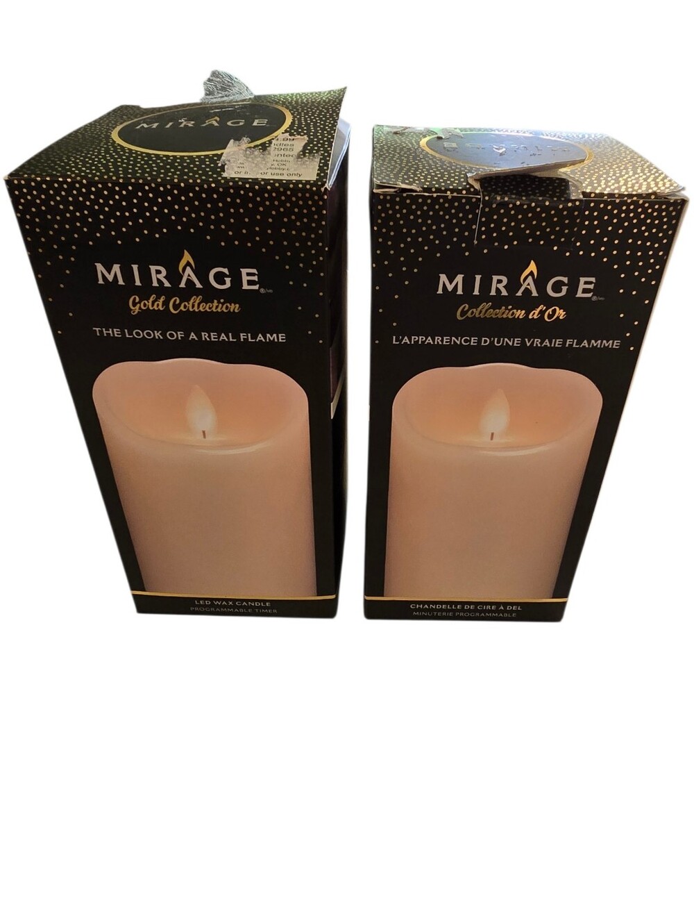 Mirage Gold Collection LED Wax Pillar Candle - Cream